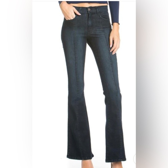 Anthropologie O2 Denim Rumor Has It Front Seam Flared Denim Pants - Picture 3 of 8